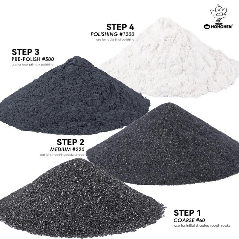 Hohohen 4Pounds Rock Tumbler Grit Kit Abrasive Media Rocks Tumbling Grit and Polish Refill Stone Polishing Silicon Carbide & Aluminum Oxide Fit for Any Rock Polisher - Image 3